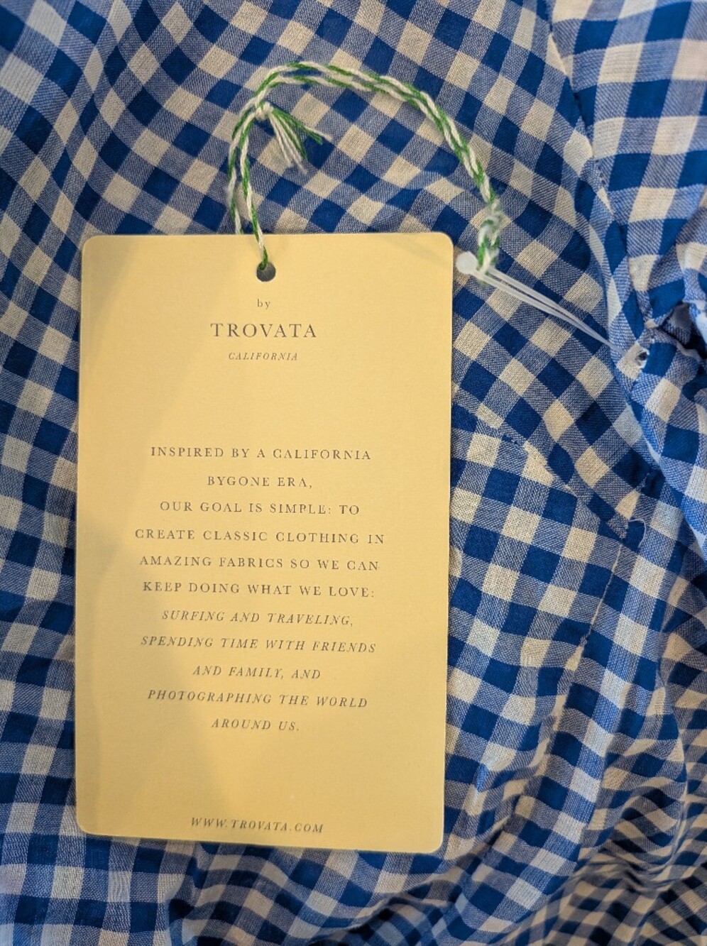 Trovata Birds of Paradise Marianne Shirt Gingham Button Up Blue White Size M NWT - Picture 15 of 16